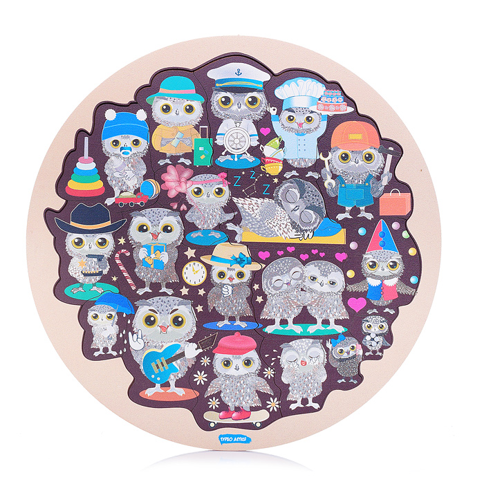 Пазл из дерева в рамке "Милые совушки" 