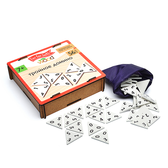 Домино деревянное "Тройное домино" в деревянной коробке