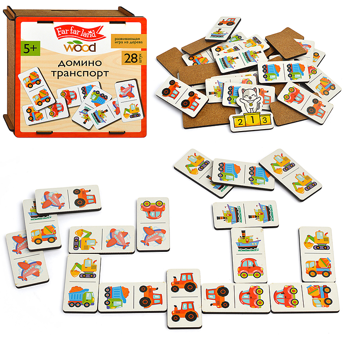 Домино деревянное "Транспорт" Far far land wood 28 фишек