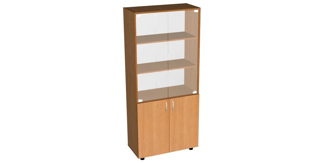 Шкаф канцелярский с 2-мя стеклянными и 2-мя глухими дверками (высота 1800)