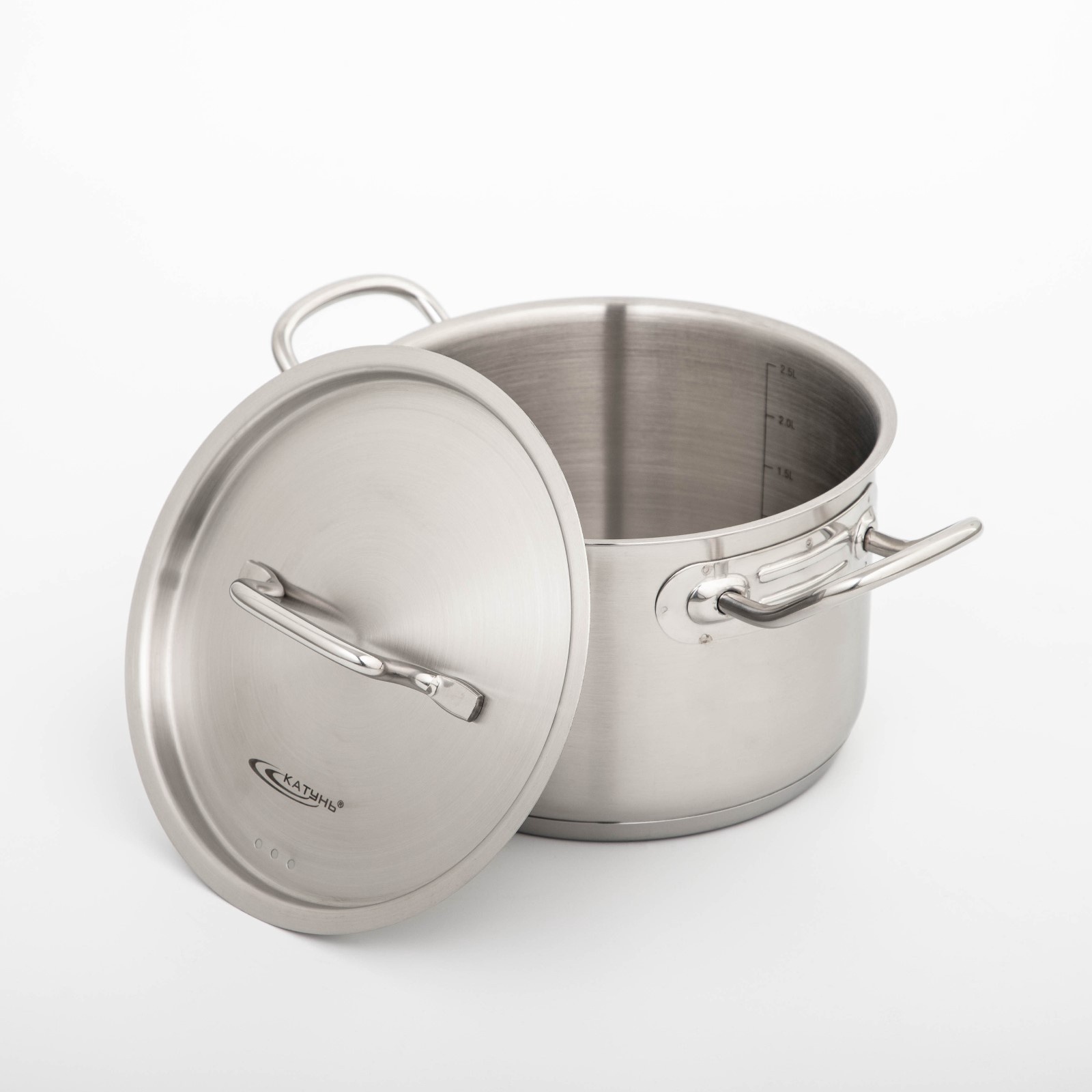 Кастрюля Катунь «Общепит», 3 л, d=18 см, с крышкой, капсульное дно, индукция, нержавеющая сталь, хромированный